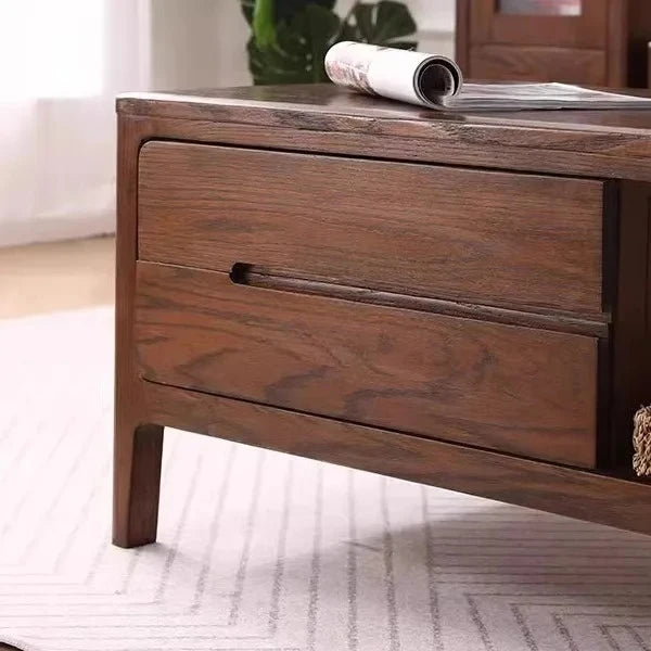 Nordic style modern simple black walnut color tea table small apartment red oak coffee table