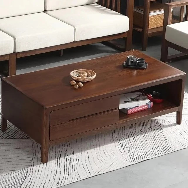 Nordic style modern simple black walnut color tea table small apartment red oak coffee table