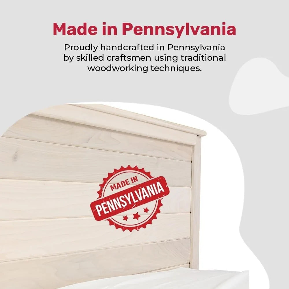 Solid Hardwood Platform Bed Frame, Headboard, & Slats, Quality Crafted in Pennsylvania, USA from Poplar by Mennonite Artisans, N
