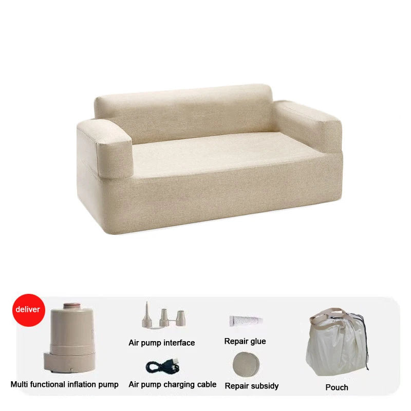 Outdoor Double Inflatable Sofa Portable Outdoor Camping Picnic Air Mattress Lazy Inflatable Bed