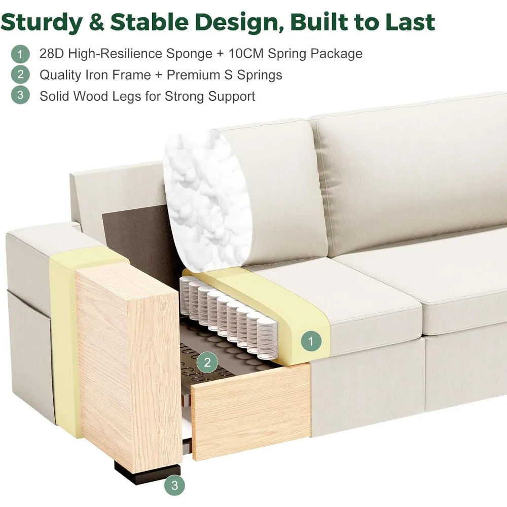70" Sofa Couch for Living Room, Deep Seat Sofa with USB/Type-C Port, Side Pockets, Removable Cover, Comfy 2-Seats Loveseat