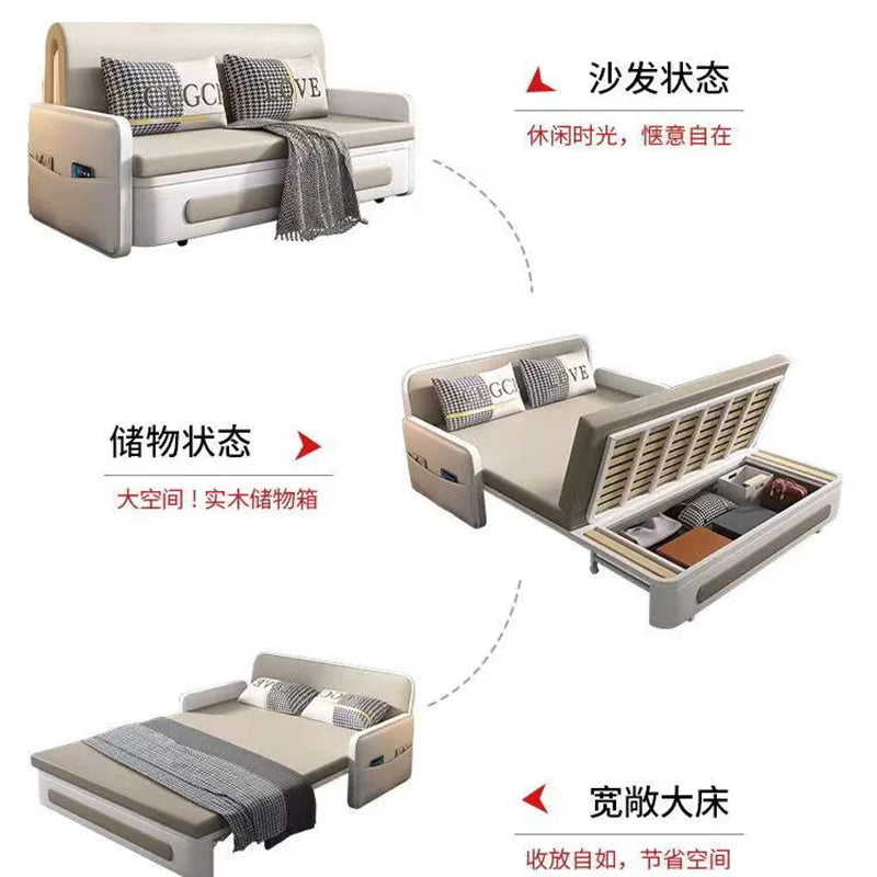 Apartment Furniture Metal Frame Foldable Sofa Cum Bed Storage Modern Folding Sofa Bed