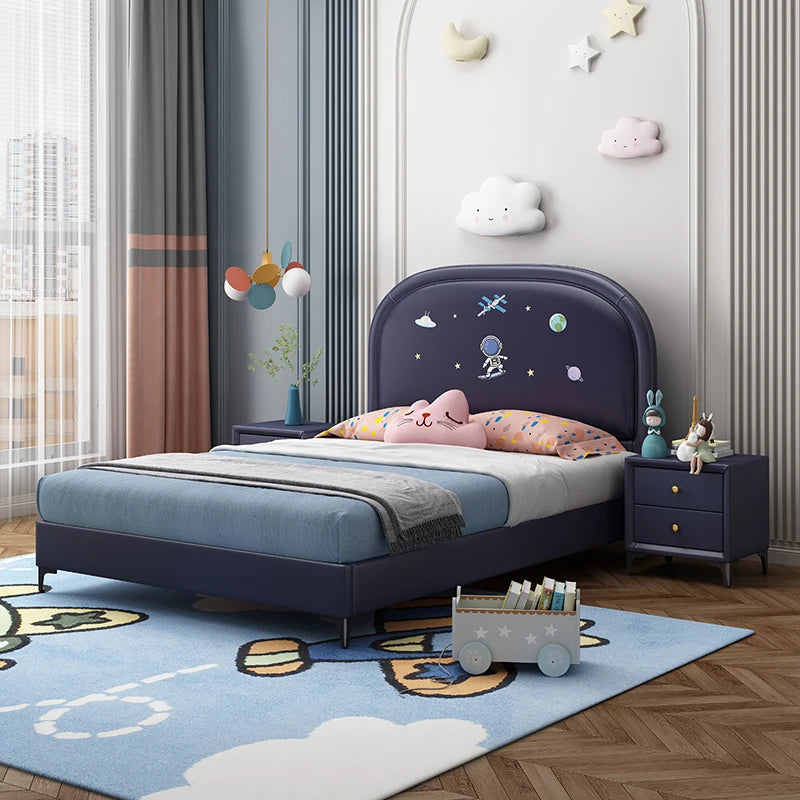 Children Bedroom Furniture Children Solid Wood Bed Girls Leather Storage Single Bed Full Size Storage Bed Frame