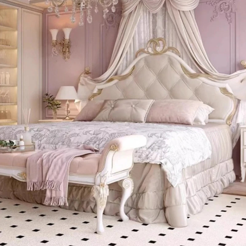Decoration European Double Bed Design Modern Wooden Luxury European Double Bed Camping Pliable Cama De Matrimonio Home Furniture