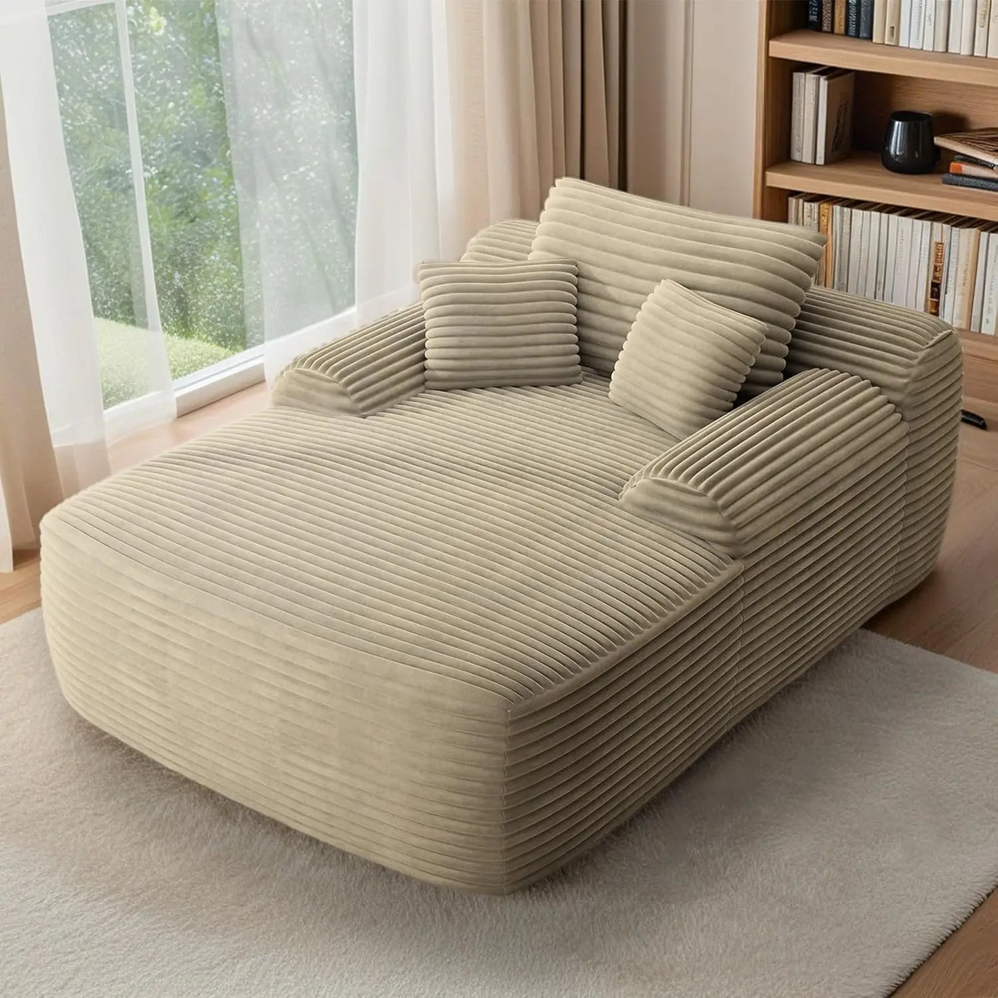 68'' Chaise Lounge Chair Indoor,Fluffy Sofa Bed for Bedroom Living Room,Comfy Boneless Reading Chairs Sleeper Sofa ,Lounge Chair