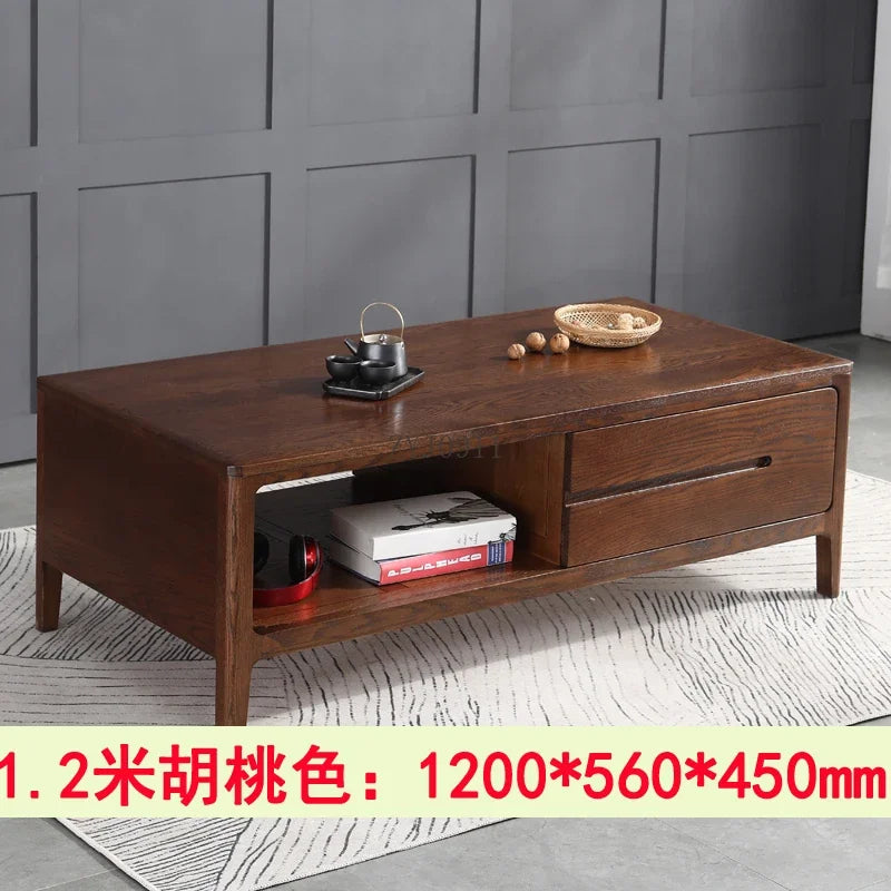 Nordic style modern simple black walnut color tea table small apartment red oak coffee table