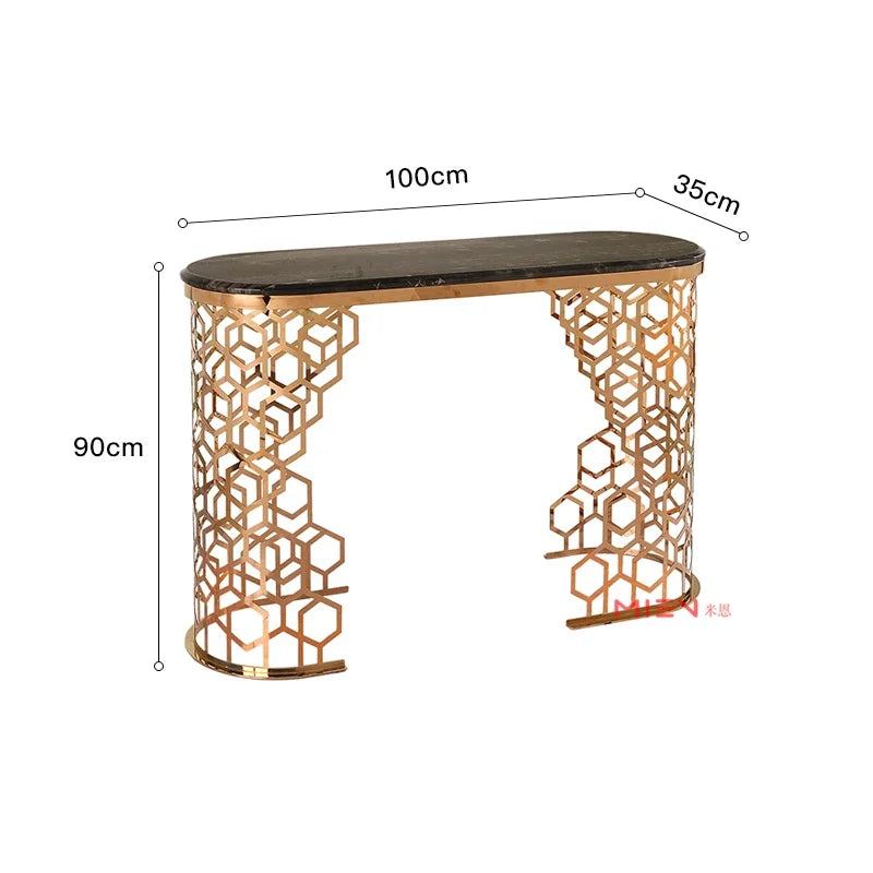 PJ13Modern light luxury entrance table stainless steel marble entrance table sofa back few