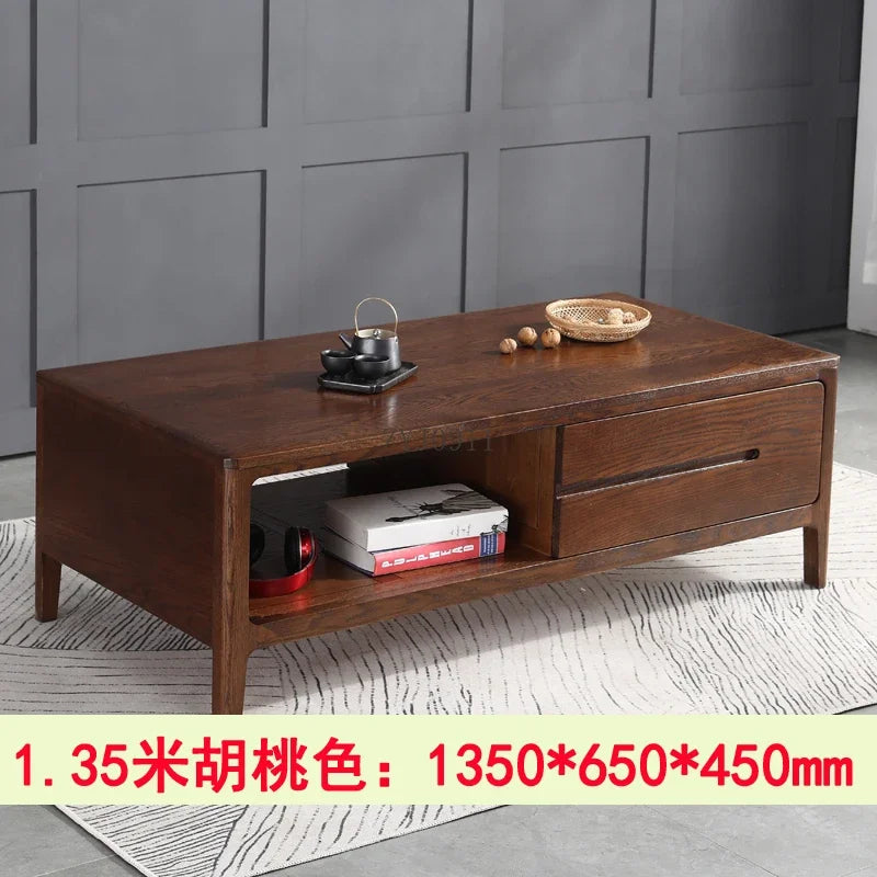 Nordic style modern simple black walnut color tea table small apartment red oak coffee table