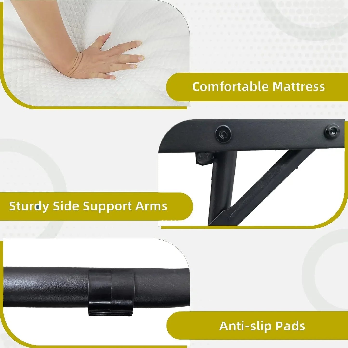 Large Folding Bed with Mattress for Adult - 75''x46'' Portable Foldable Rollaway Bed for Guest, Space Saving Fold Up Bed