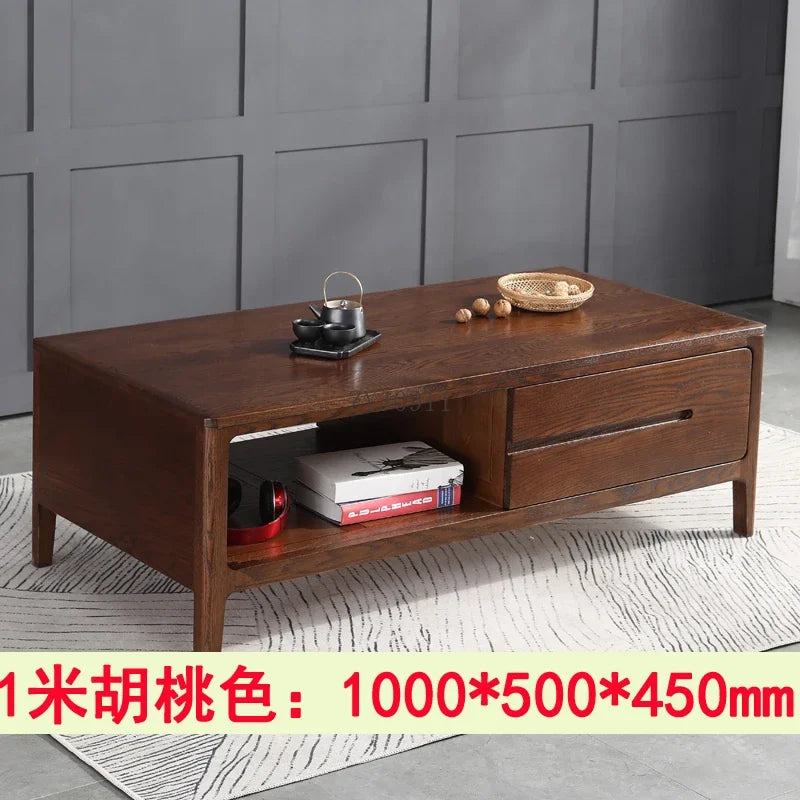 Nordic style modern simple black walnut color tea table small apartment red oak coffee table