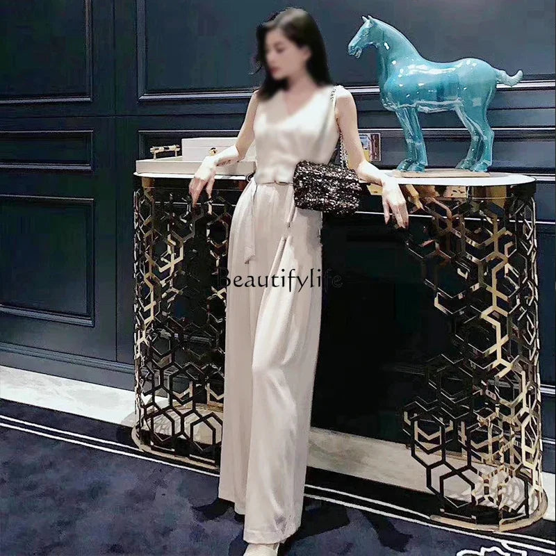 PJ13Modern light luxury entrance table stainless steel marble entrance table sofa back few