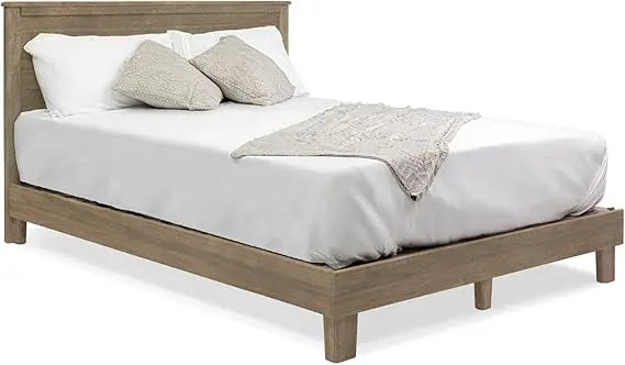 Solid Hardwood Platform Bed Frame, Headboard, & Slats, Quality Crafted in Pennsylvania, USA from Poplar by Mennonite Artisans, N