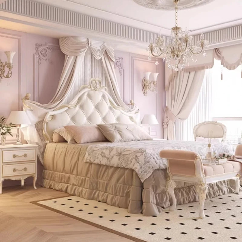 Decoration European Double Bed Design Modern Wooden Luxury European Double Bed Camping Pliable Cama De Matrimonio Home Furniture