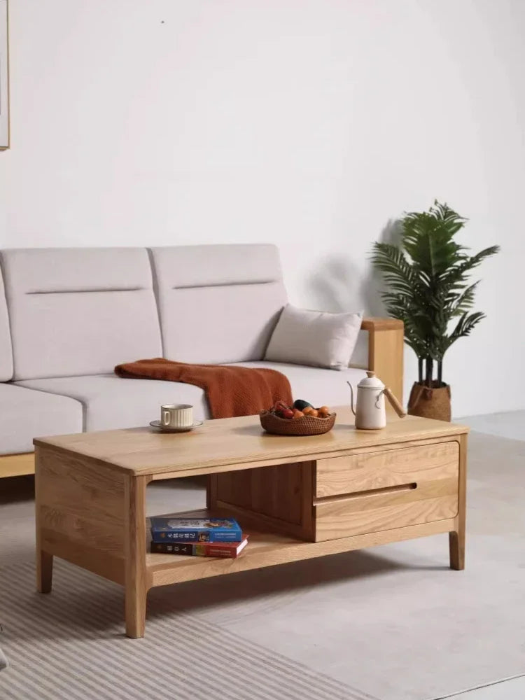 Nordic style modern simple black walnut color tea table small apartment red oak coffee table