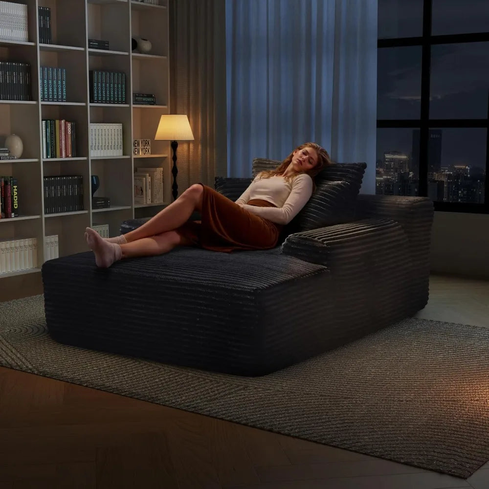 68'' Chaise Lounge Chair Indoor,Fluffy Sofa Bed for Bedroom Living Room,Comfy Boneless Reading Chairs Sleeper Sofa ,Lounge Chair