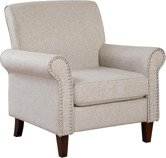 Prilinex Soft Cushioned Living Room Chair - Single Sofa with Cushion, Roller Shutter Armrest, Office Armchair