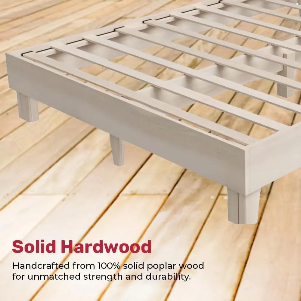 Solid Hardwood Platform Bed Frame, Headboard, & Slats, Quality Crafted in Pennsylvania, USA from Poplar by Mennonite Artisans, N