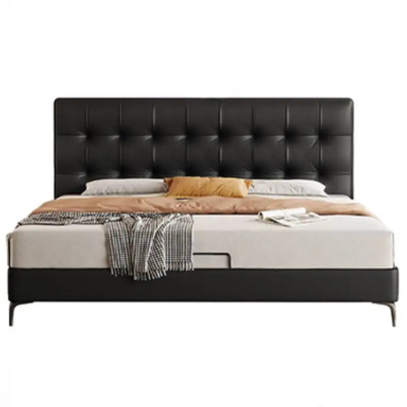 Designer Black Double Bed Waterproof Full Size Wooden Platform Double Bed Headboards Luxury Letto Matrimoniale Bedroom Furniture