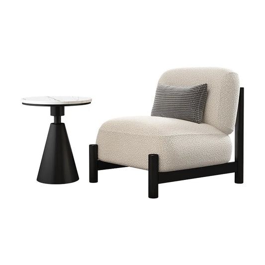 Cream Antique Living Room Single Sofa Designer Living Room Beauty Salon Reception Cloth Cashmere Leisure Chair