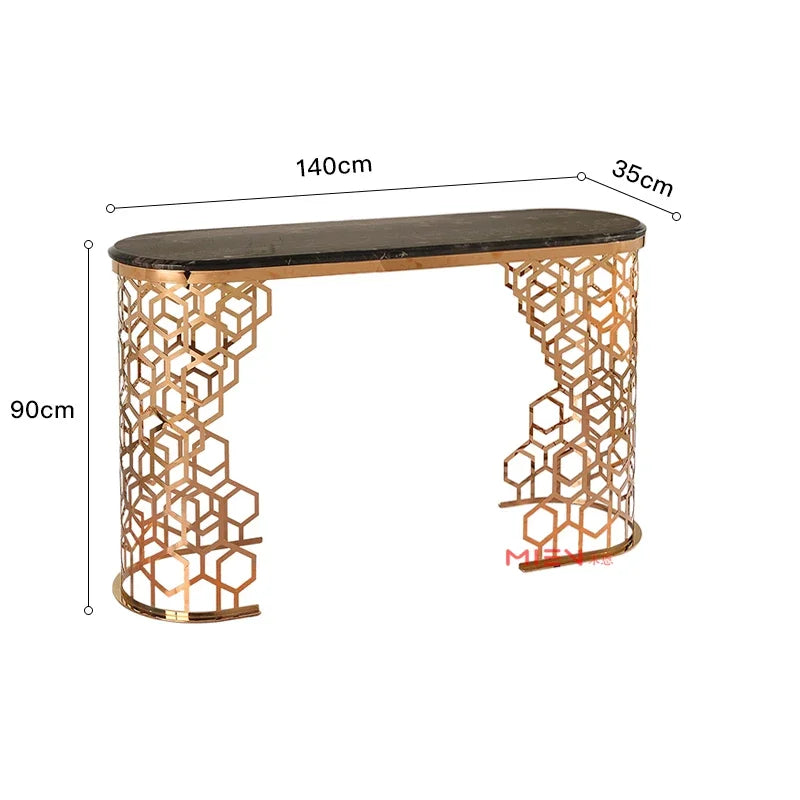 PJ13Modern light luxury entrance table stainless steel marble entrance table sofa back few