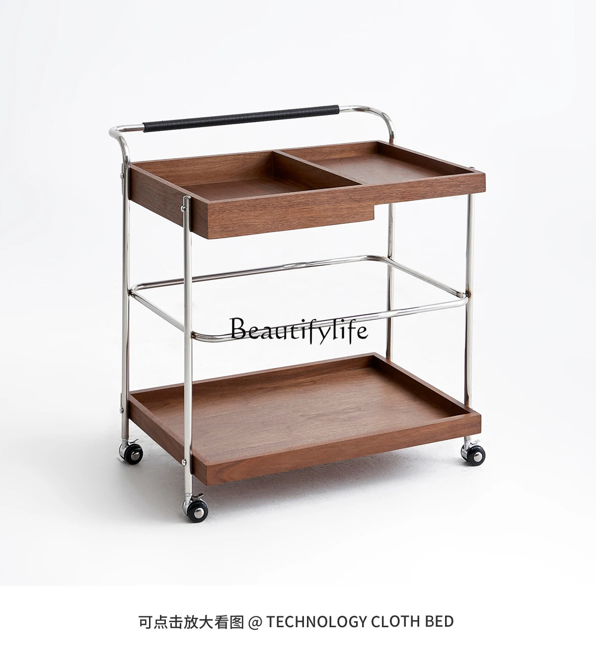 Retro trolley, living room, premium wooden coffee table, side push-pull dining car, ancient style