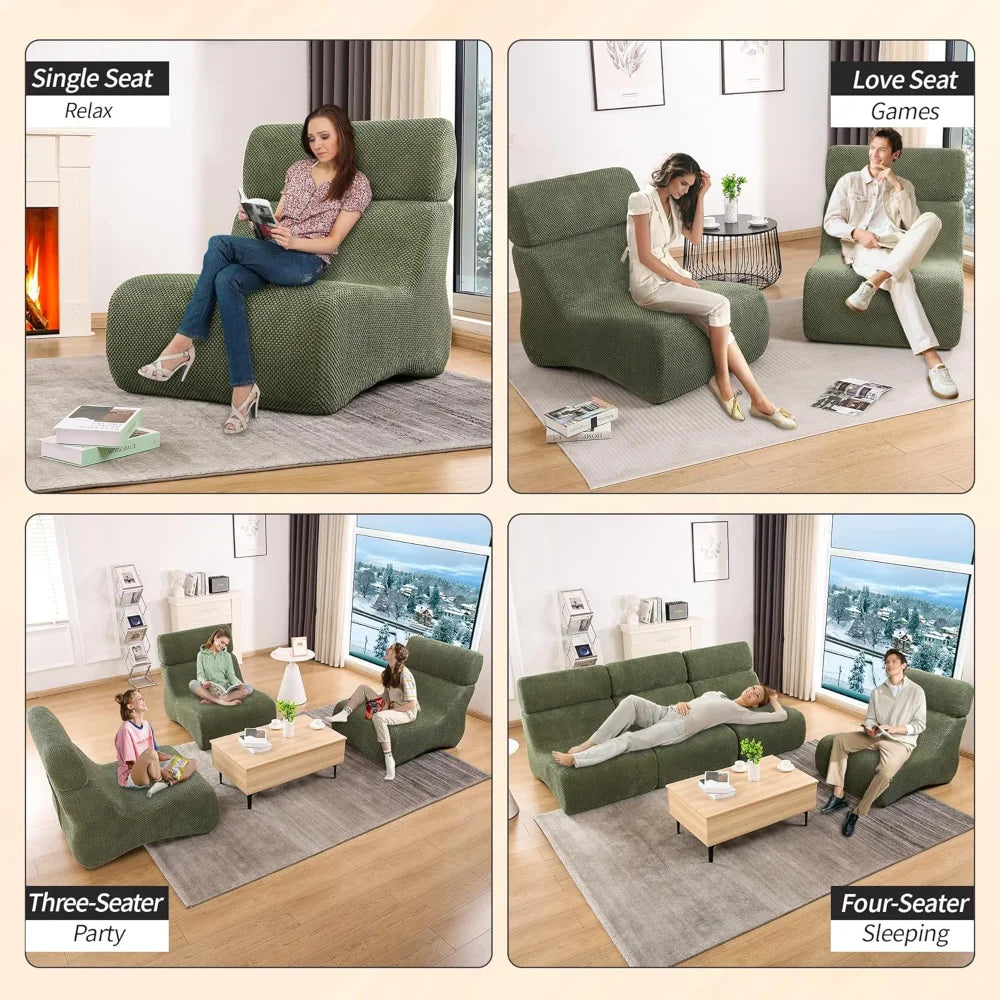 Sleeper Sofa Chair, Cloud Sofas for Living Room and Bedroom, Small Chaise Lounge for Small Space, Lazy Floor Sofa for Adult