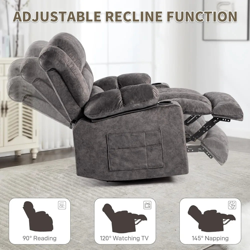 Recliner Chair Rocker Modern Ergonomic Lounge 360 Degree Swivel Single Sofa Seat Living Room Lounge Recliners on Clearance Foam