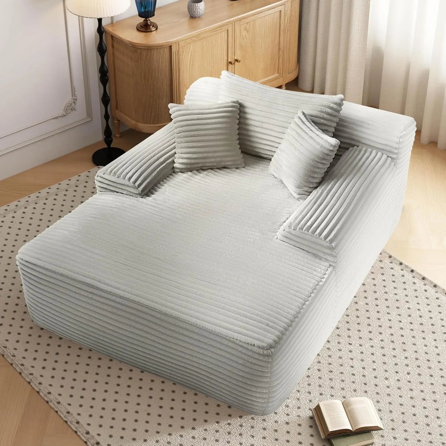 68'' Chaise Lounge Chair Indoor,Fluffy Sofa Bed for Bedroom Living Room,Comfy Boneless Reading Chairs Sleeper Sofa ,Lounge Chair