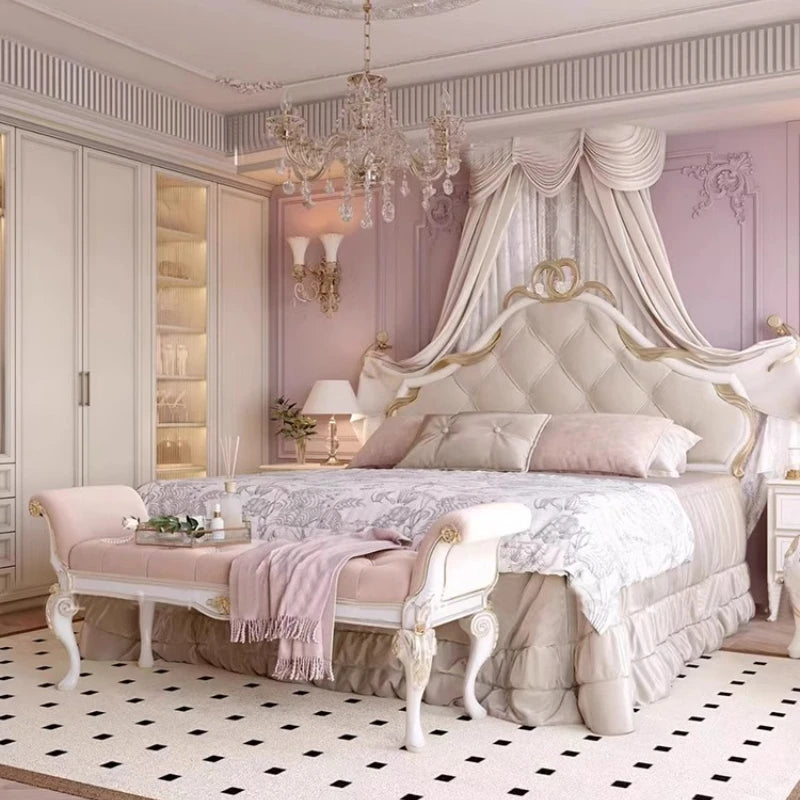 Decoration European Double Bed Design Modern Wooden Luxury European Double Bed Camping Pliable Cama De Matrimonio Home Furniture