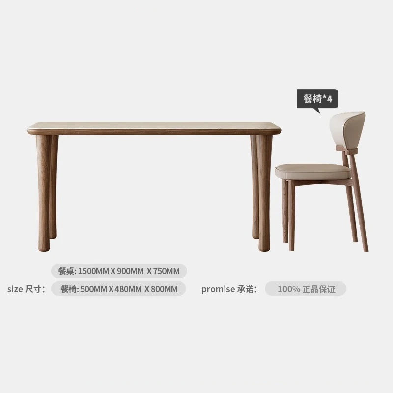 Advanced microcrystalline stone walnut wabi-sabi rectangular dining table and chair combination