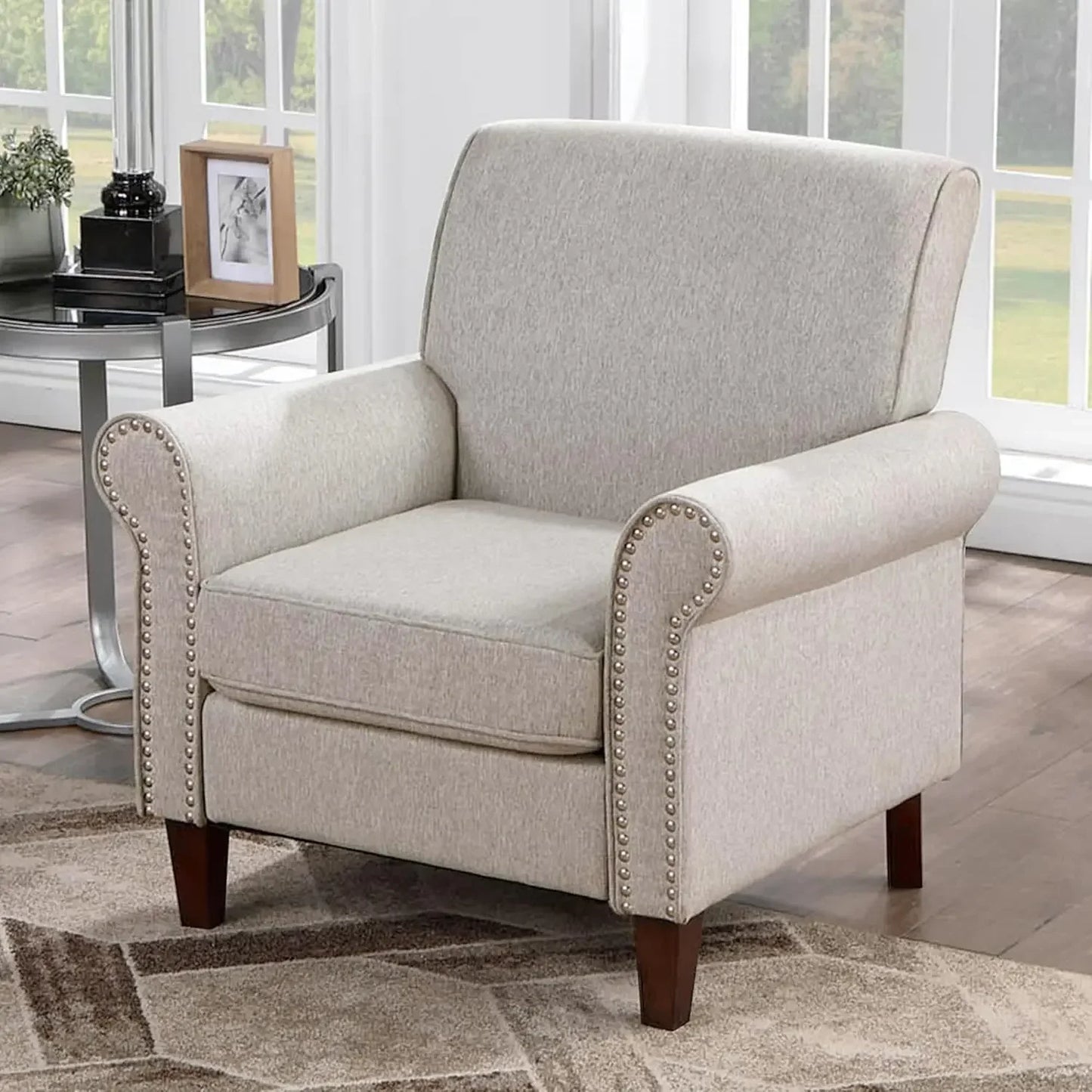 Prilinex Soft Cushioned Living Room Chair - Single Sofa with Cushion, Roller Shutter Armrest, Office Armchair