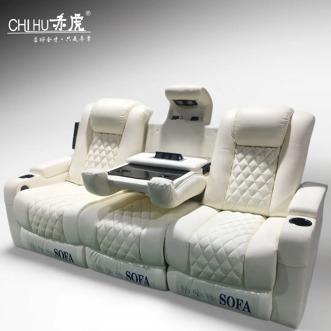 Hot Sale Microfiber Fabric Three Seat Electric Recliner Sofa Home Use Theater Sofa Made in China  Reclining Living Room Sofa Set