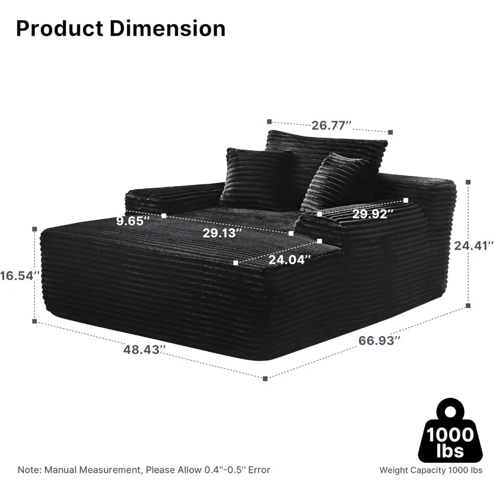 68'' Chaise Lounge Chair Indoor,Fluffy Sofa Bed for Bedroom Living Room,Comfy Boneless Reading Chairs Sleeper Sofa ,Lounge Chair