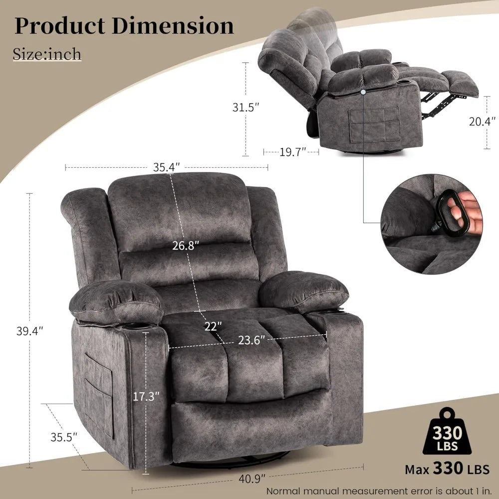Recliner Chair Rocker Modern Ergonomic Lounge 360 Degree Swivel Single Sofa Seat Living Room Lounge Recliners on Clearance Foam