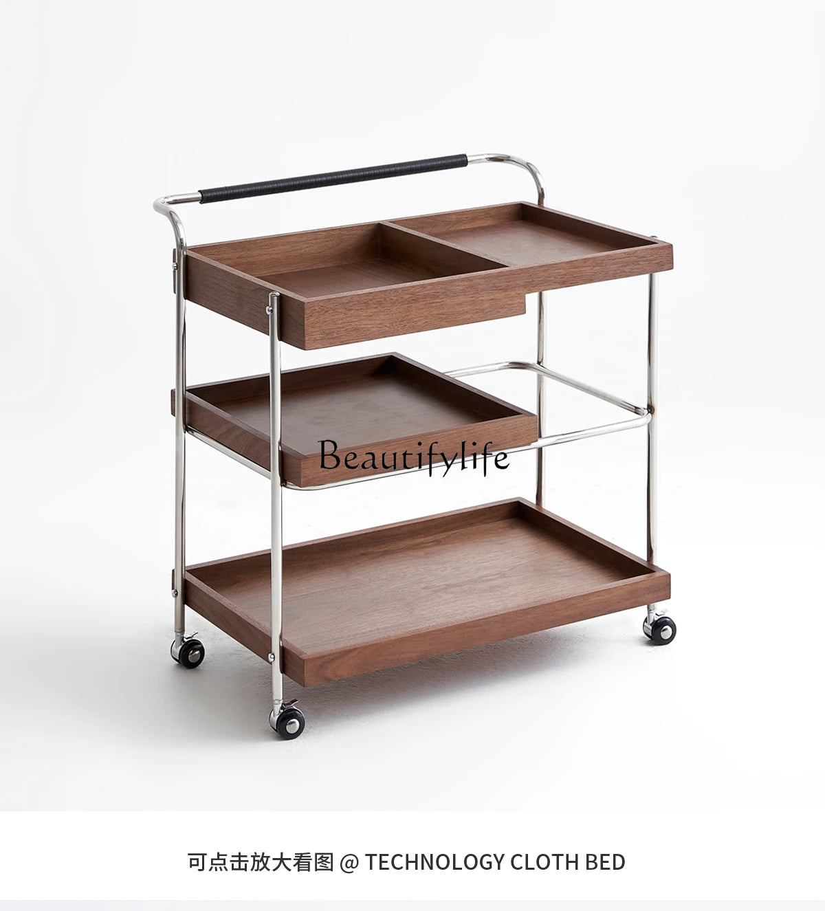 Retro trolley, living room, premium wooden coffee table, side push-pull dining car, ancient style