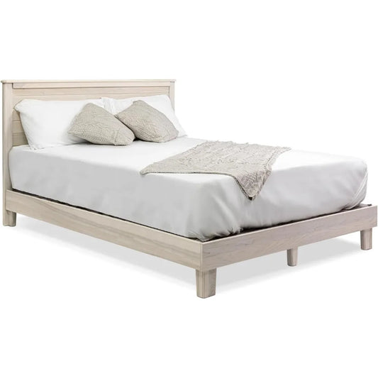 Solid Hardwood Platform Bed Frame, Headboard, & Slats, Quality Crafted in Pennsylvania, USA from Poplar by Mennonite Artisans, N