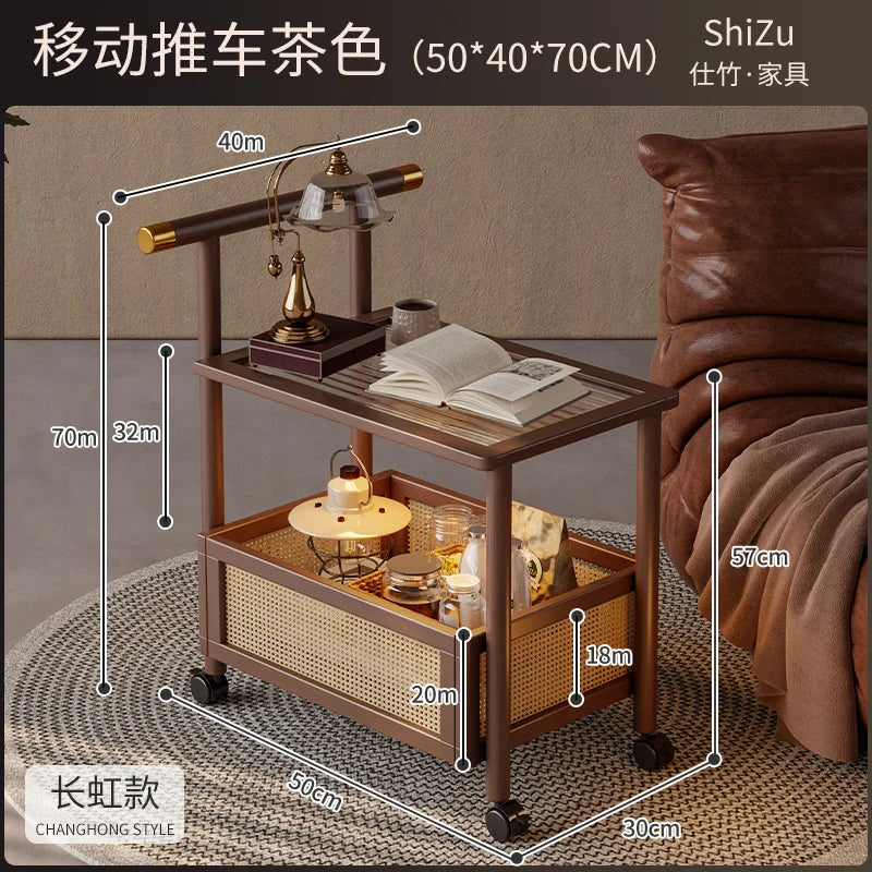 FG52Mobile trolley medieval coffee table sofa side cabinet table retro small