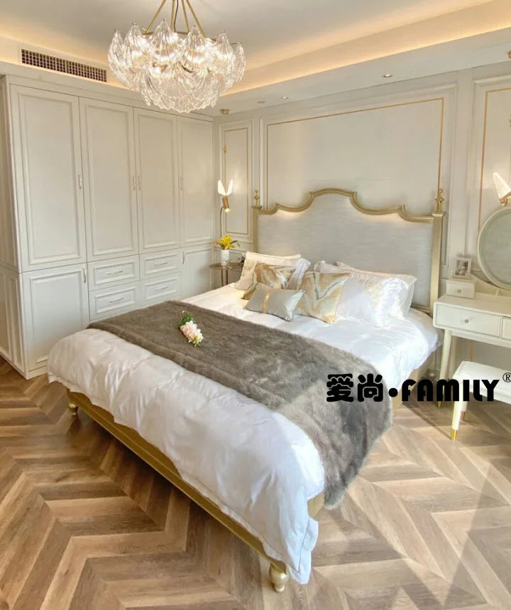 Wood Luxury Double Bed Leather Backrest White Big Girls Double Bed Storage Adult Multifunctional Letto Matrimoniale Furniture
