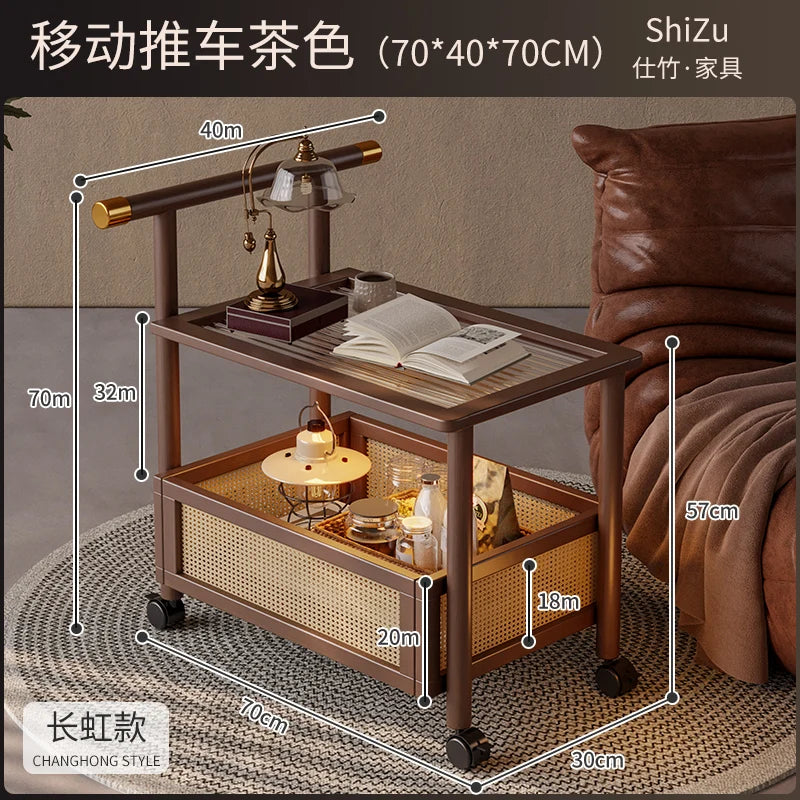 FG52Mobile trolley medieval coffee table sofa side cabinet table retro small