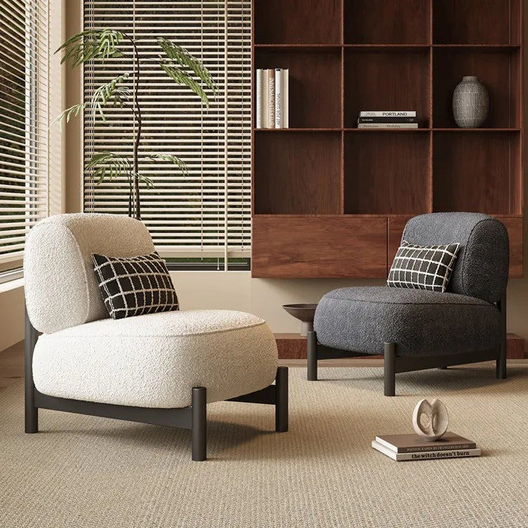 Cream Antique Living Room Single Sofa Designer Living Room Beauty Salon Reception Cloth Cashmere Leisure Chair