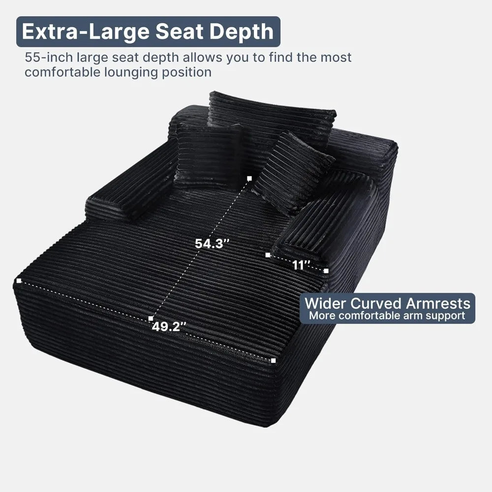 68'' Chaise Lounge Chair Indoor,Fluffy Sofa Bed for Bedroom Living Room,Comfy Boneless Reading Chairs Sleeper Sofa ,Lounge Chair
