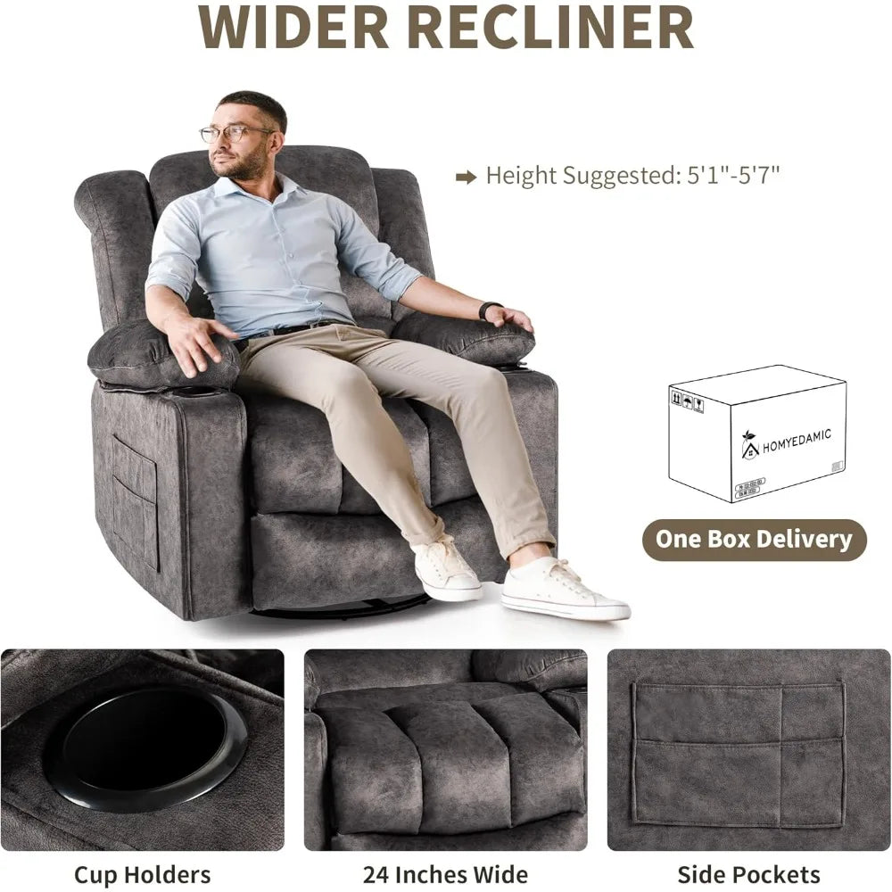 Recliner Chair Rocker Modern Ergonomic Lounge 360 Degree Swivel Single Sofa Seat Living Room Lounge Recliners on Clearance Foam