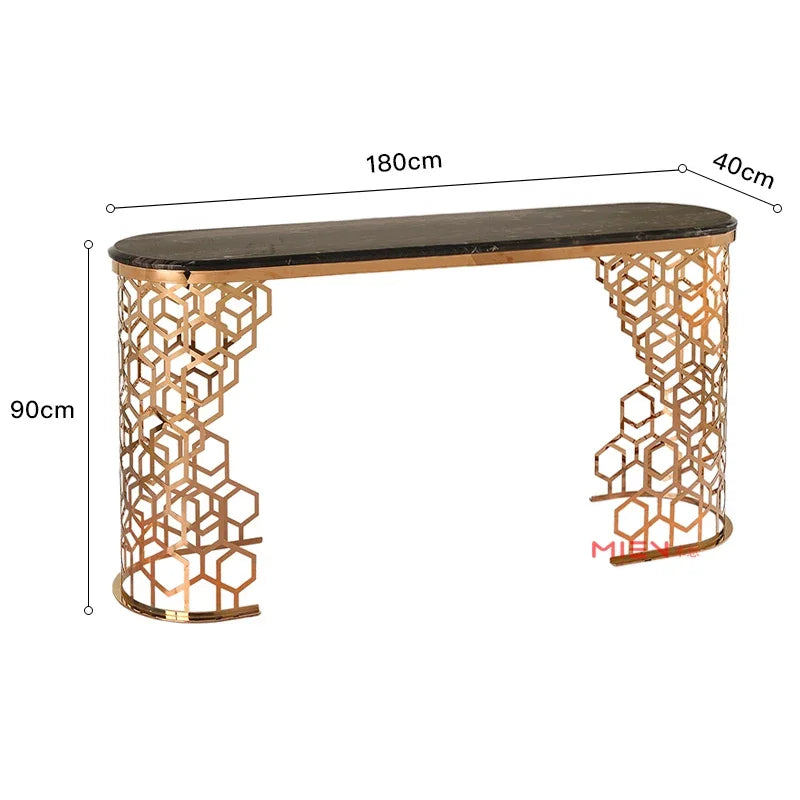 PJ13Modern light luxury entrance table stainless steel marble entrance table sofa back few
