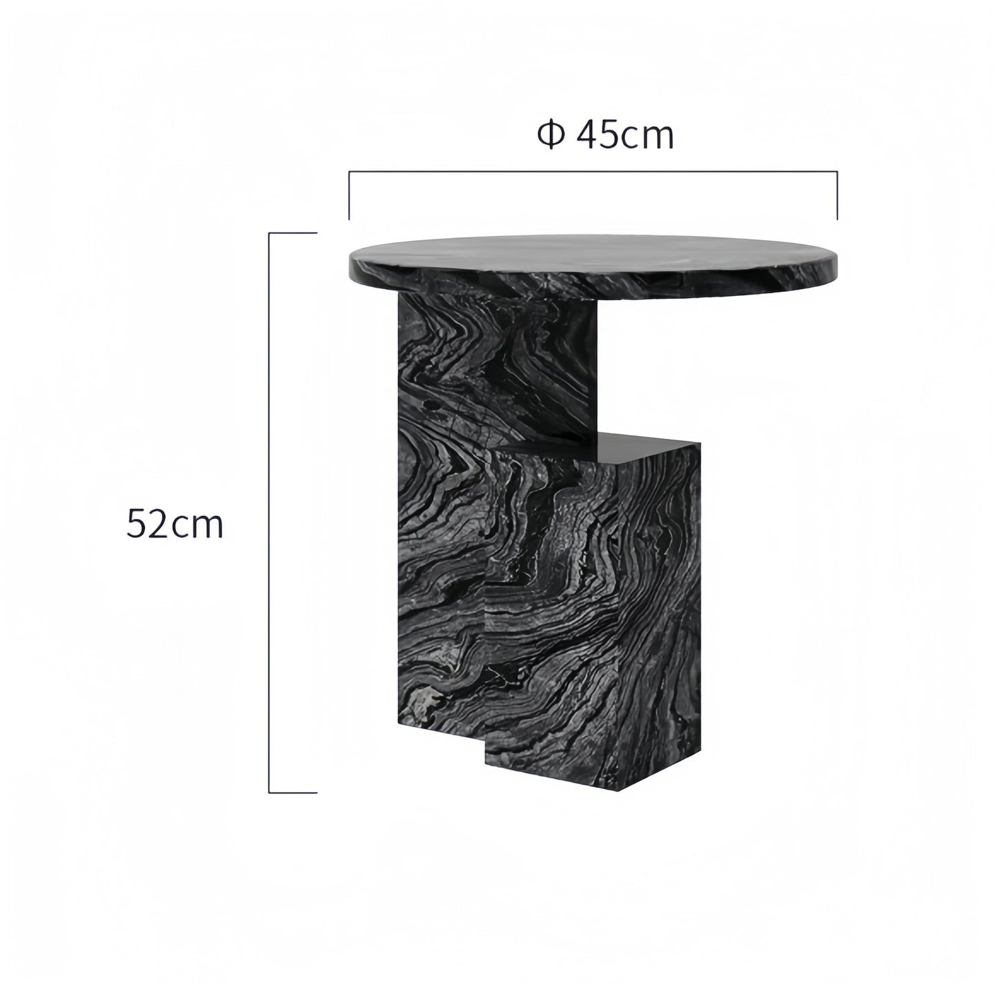 D45xH52CM Modern Nordic Style Furniture Luxury 100% Natural Stone Square Round Natural Marble Side Table Home Decoration