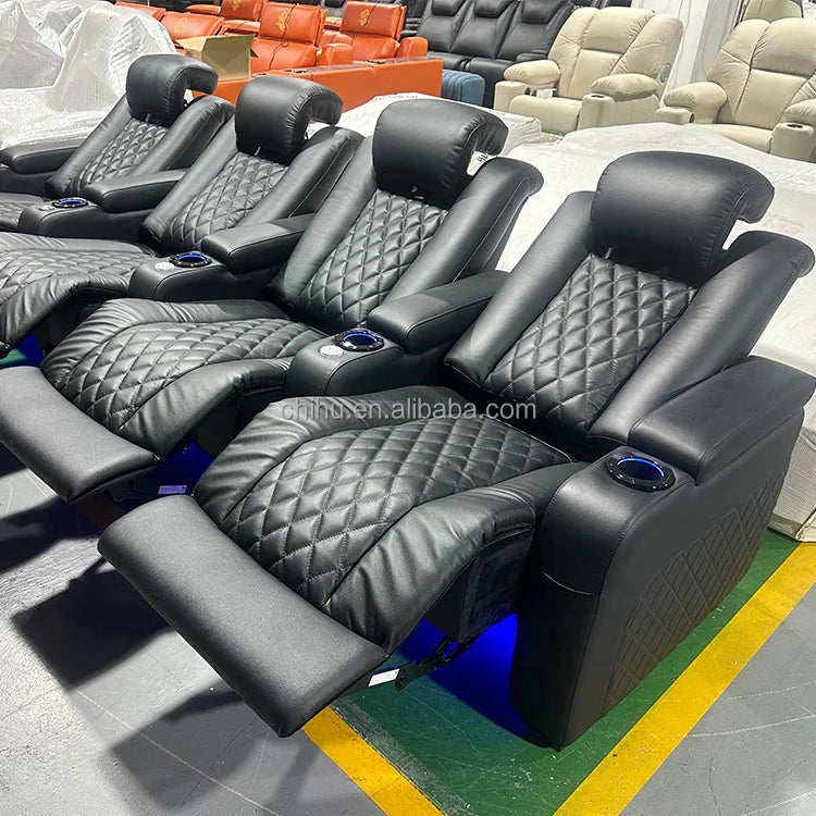 Hot Sale Microfiber Fabric Three Seat Electric Recliner Sofa Home Use Theater Sofa Made in China  Reclining Living Room Sofa Set