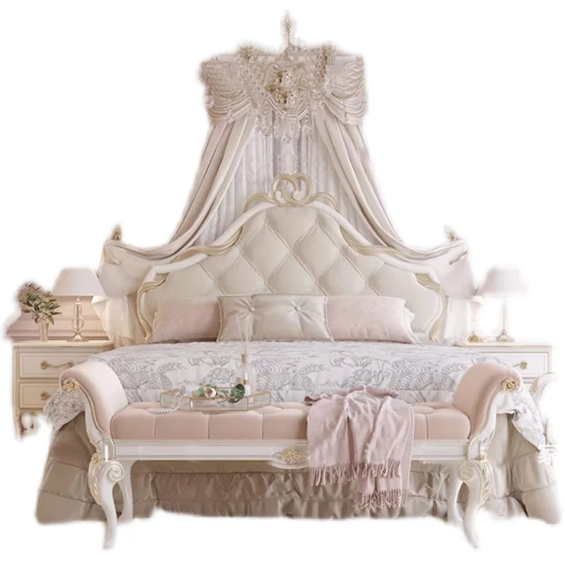 Decoration European Double Bed Design Modern Wooden Luxury European Double Bed Camping Pliable Cama De Matrimonio Home Furniture