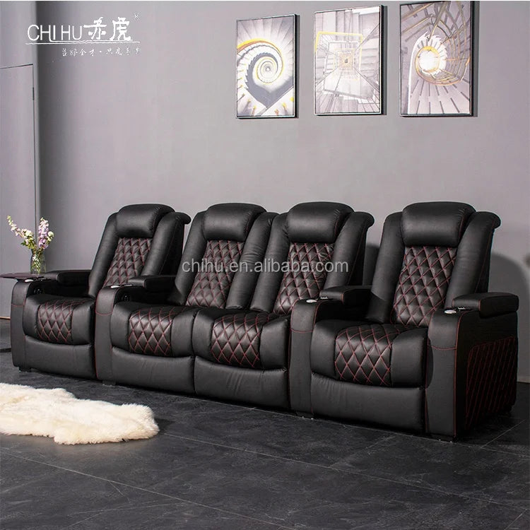 Hot Sale Microfiber Fabric Three Seat Electric Recliner Sofa Home Use Theater Sofa Made in China  Reclining Living Room Sofa Set