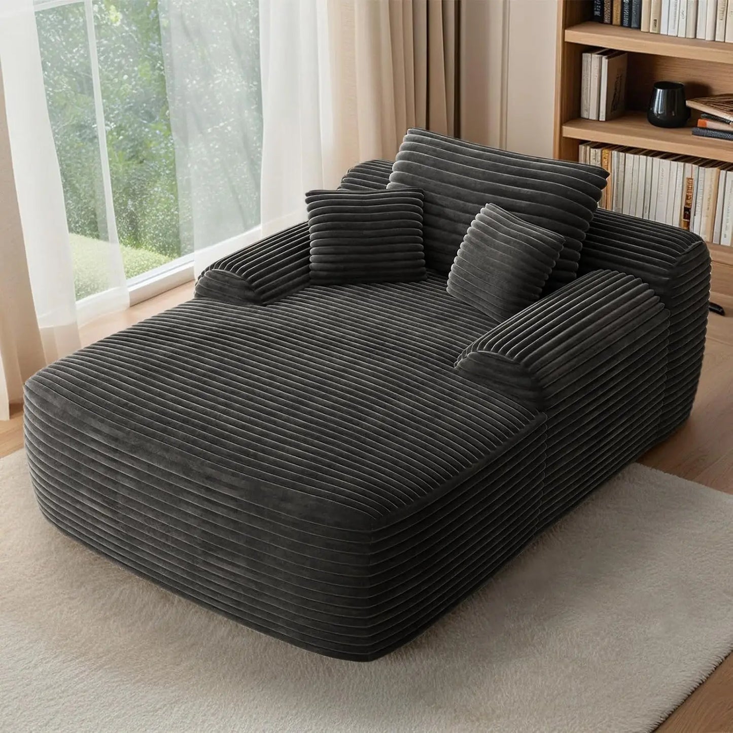 68'' Chaise Lounge Chair Indoor,Fluffy Sofa Bed for Bedroom Living Room,Comfy Boneless Reading Chairs Sleeper Sofa ,Lounge Chair