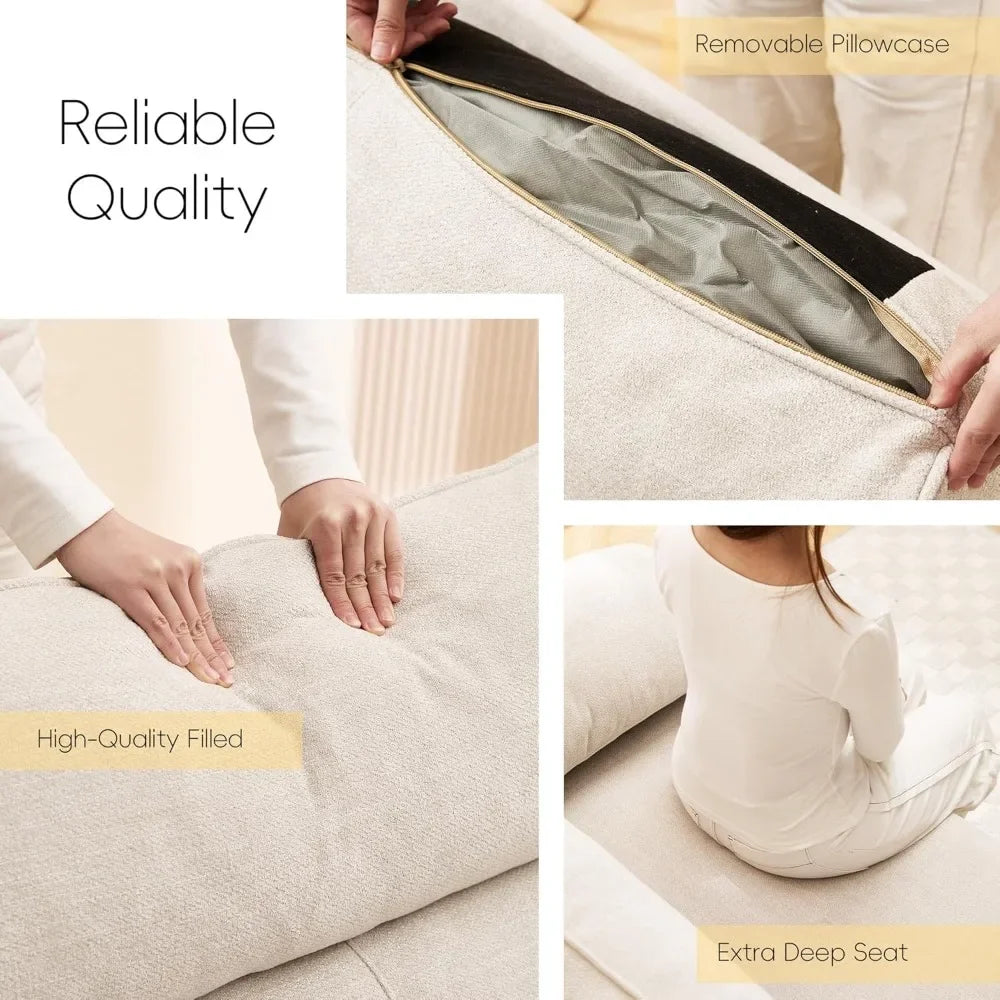 92" Modern Sofa for Living Room, Deep Seat Chenille Couch with Fast Charging Port & Removable Washable Cushions